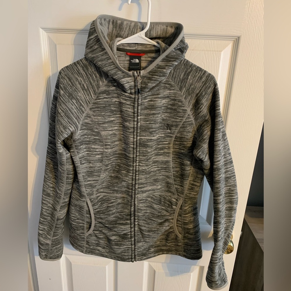 The North Face Gray Hooded Zip up Fleece Sweatshirt